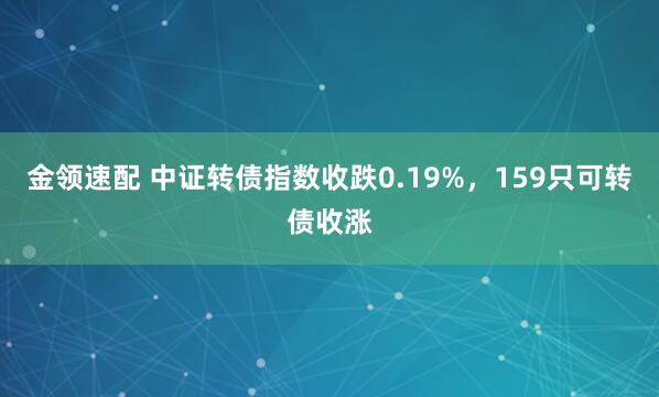 金领速配 中证转债指数收跌0.19%，159只可转债收涨